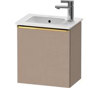 Duravit D-Neo mueble bajo lavabo suspendido, 410x440x274mm, 1 puerta, apertura a la derecha, con tirador de oro pulido, DE4259R34750000, Color: Lino mate decorativo