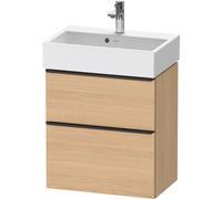 Duravit D-Neo mueble bajo lavabo suspendido, Compact, 584x625x372mm, 1 extraíble, 1 cajón, con tirador negro diamante, DE43290BD300000, Color: Decoración roble natural mate