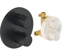 Duravit - Grifo termostático empotrado para 2 dispositivos con cuerpo de montaje, negro mate TH4200008046