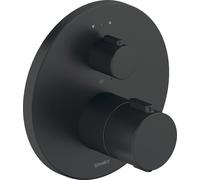 Duravit grifo mezclador termostático, termostato oculto, 2 consumidores, redondo, TH4200014046, Color: Negro Mate