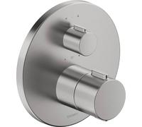 Duravit grifo mezclador termostático, termostato oculto, 2 consumidores, redondo, TH4200014070, Color: acero inoxidable pulido