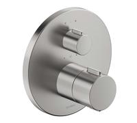 Duravit grifo mezclador termostático, termostato oculto, 2 consumidores, redondo, TH4200014070, Color: acero inoxidable pulido
