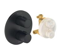 Duravit - Grifo termostático empotrado para 2 dispositivos con cuerpo de montaje, negro mate TH4200008046