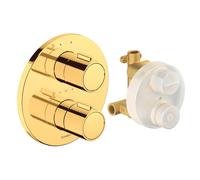 Duravit Grifería termostática Set termostato empotrado, roseta redonda, 2 consumidores, 24 l/min, TH4200008034, Color: Oro pulido