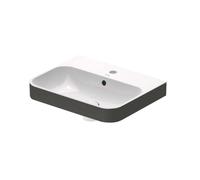 Duravit Happy D.2 - Lavabo de encimera de 50x40 cm, con rebosadero, orificio para grifo, WonderGliss, blanco/antracita mate 23605061001