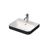 Duravit Happy D.2 - Lavabo para encimera, 50x40 cm, con rebosadero, agujero para grifo, con desagüe, antracita/blanco 2360506100
