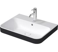 Duravit Happy D.2 - Lavabo para encimera, 60x46 cm, con rebosadero, agujero para grifo, con desagüe, antracita/blanco 2360606100
