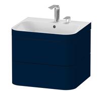 Duravit Happy D.2 Plus Set de encastre a pared, 575x490mm, 2 cajones, 2 agujeros para grifería, HP4635E9898, Color: Seda azul noche lacado mate