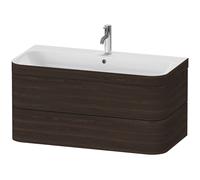 Duravit Happy D.2 Plus Set de encastre a pared, 975x490mm, 2 cajones, 1 agujero para grifo, HP4638O6969, Color: Nogal cepillado Chapa de madera auténtica