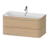 Duravit Happy D.2 Plus Set de encastre a pared, 975x490mm, 2 cajones, 1 agujero para grifo, HP4638O7171, Color: Roble mediterráneo Chapa de madera auténtica