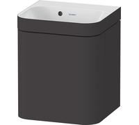 Duravit Happy D.2 Plus Set de encastre en C suspendido, 400x360mm, 1 puerta, tope a la derecha, sin agujero para grifo, HP4634N80800000, Color: Decoración grafito supermate