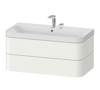 Duravit Happy D.2 Plus Set en forma de c colgado en la pared, 975x490mm, 2 cajones, 2 agujeros para grifos, HP4348E8484, Color: Decoración blanco supermate