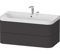 Duravit Happy D.2 Plus Set en forma de c colgado en la pared, 975x490mm, 2 cajones, 2 agujeros para grifos, HP4348E8080, Color: Decoración grafito supermate