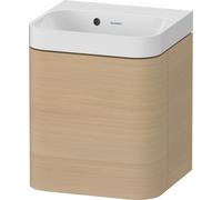 Duravit Happy D.2 Plus Set en forma de c suspendido, 400x360mm, 1 puerta, bisagra derecha, sin agujero para grifo, HP4344N71710000, Color: Roble mediterráneo Chapa de madera auténtica
