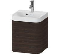 Duravit Happy D.2 Plus Set en forma de C suspendido, 400x360mm, 1 puerta, bisagra izquierda, 1 agujero para grifo, HP4340O69690000, Color: Nogal cepillado Chapa de madera auténtica