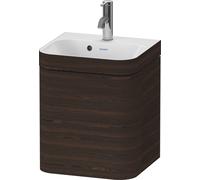 Duravit Happy D.2 Plus Set encolado a pared, 400x360mm, 1 puerta, tope a la derecha, 1 agujero para grifo, HP4634O69690000, Color: Nogal cepillado Chapa de madera auténtica