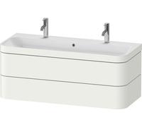 Duravit Happy D.2 Plus Set encolado suspendido, 1175x490mm, 2 cajones, 1 agujero para grifo, HP4640O36360000, Color: Blanco seda lacado mate