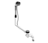 Duravit - Juego de desagüe y rebosadero para bañera Quadroval con llenado, bovden 650 mm, cromo 792203000001000