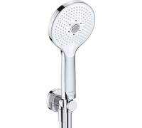 Duravit Juego de soporte universal para alcachofa de ducha redonda (diámetro de 120 mm), codo de conexión a la pared, manguera de ducha flexible, cromado