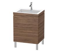 Duravit L-Cube c-conjunto vertical, 2 cajones, sin rebosadero, 1 agujero para grifo, 600x698x480mm, LC6936O2121, Color: DecoraciÃ³n en nogal oscuro