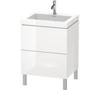 Duravit L-Cube c-conjunto vertical, 2 cajones, sin rebosadero, 1 agujero para grifo, 600x698x480mm, LC6936O8484, Color: Decoración blanco supermate