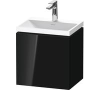 Duravit L-Cube conjunto en c suspendido, 1 puerta, apertura a la derecha, sin rebosadero, 1 agujero para grifo, 450x480x350mm, LC6949O40400000, Color: Laca negra de alto brillo
