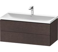 Duravit L-Cube conjunto en c suspendido, 2 cajones, sin rebosadero, 1 agujero para grifo, 1000x480x480mm, LC6952O72720000, Color: roble oscuro cepillado chapa de madera auténtica