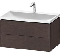 Duravit L-Cube conjunto en c suspendido, 2 cajones, sin rebosadero, 1 agujero para grifo, 800x480x480mm, LC6951O72720000, Color: roble oscuro cepillado chapa de madera auténtica