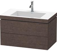 Duravit L-Cube conjunto en c suspendido, 2 cajones, sin rebosadero, 1 agujero para grifo, 800x500x480mm, LC6927O7272, Color: roble oscuro cepillado chapa de madera auténtica