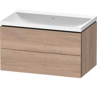 Duravit L-Cube conjunto en c suspendido, 2 cajones, sin rebosadero, sin agujero para grifo, 800x480x480mm, LC6951N55550000, Color: Decoración marmolada de roble