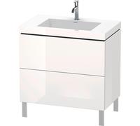 Duravit L-Cube conjunto en c vertical, 2 cajones, sin rebosadero, 1 agujero para grifo, 800x698x480mm, LC6937O8080, Color: Decoración grafito supermate