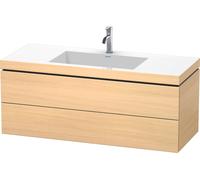 Duravit L-Cube conjunto encastrado a pared, 2 cajones, sin rebosadero, 1 agujero para grifo, 1200x500x480mm, LC6929O7171, Color: Roble mediterráneo Chapa de madera auténtica