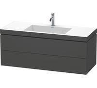 Duravit L-Cube conjunto encastrado a pared, 2 cajones, sin rebosadero, 1 agujero para grifo, 1200x500x480mm, LC6929O4949, Color: Grafito Mate Decoración