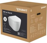 Duravit ME by Starck conjunto de inodoro suspendido Compact, sin borde, enrasado, incluido asiento de inodoro con cierre amortiguado, blanco brillo intenso con DuraShield, 453009AAA1