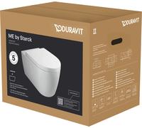 Duravit ME by Starck conjunto de inodoro suspendido, sin borde, Durafix, mecanismo de cierre suave, 570 mm, blanco alto brillo con DuraShield, 452909AAA1