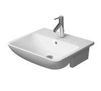 Duravit ME by Starck - Lavabo 55x46 cm, con rebosadero, agujero para grifo, DuraShield, blanco 037855AA00