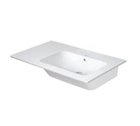 Duravit ME by Starck - Lavabo 83x49 cm, con rebosadero, sin grifería, espacio de almacenamiento a la izquierda, DuraShield, blanco 234683AA60