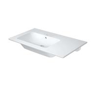 Duravit ME by Starck - Lavabo 83x49 cm, con rebosadero, sin grifo, espacio de almacenamiento a la derecha, DuraShield, blanco mate 234583AC60