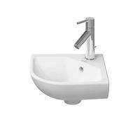 Duravit ME by Starck - Lavabo de esquina 44x38 cm, con rebosadero, agujero para grifo, DuraShield, blanco mate 072243AC00