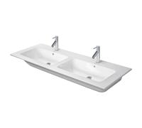 Duravit ME by Starck - Lavabo doble 130x49 cm, con rebosadero, 2 agujeros para grifería, DuraShield, blanco 233613AA00