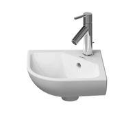 Duravit ME by Starck - Lavamanos angular 43x38 cm, 1 orificio para grifo, con WonderGliss, blanco mate 07224332001