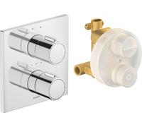 Duravit Mezclador termostático Set termostato oculto, 2 consumidores, TH4200007010, Color: Cromo alto brillo
