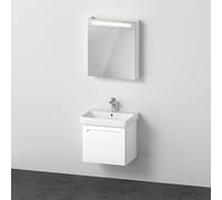 Duravit No.1 juego de muebles 600, incl. lavabo 600, mueble bajo lavabo, armario con espejo con tope a la derecha, cajón interior, recorte para sifón, N10165R18180000, Color: Blanco Mate Decoración