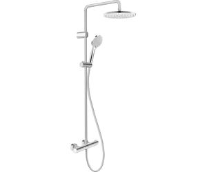 Duravit Sistema de ducha, ahorro de agua, cabezal de ducha con 3 tipos de chorro (lluvia, lluviaIntensa, lluviaSuave), alcachofa ajustable en ángulo, cromo
