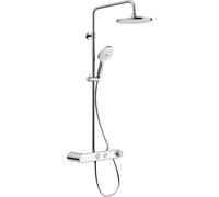 Duravit Sistemas de ducha Sistema de ducha Shelf 1050 Termostato de ducha, 2 consumidores, cromo/blanco alto brillo, TH4380008005