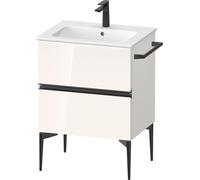 Duravit Sivida mueble bajo lavabo, 2 cajones, tirador diamante negro mate, 610x477x591mm, para ME by Starck, SV46430BD220000, Color: Blanco brillo intenso
