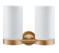 Duravit Starck T - Soporte doble para cepillo y pasta de dientes, cristal esmerilado/bronce cepillado 0099480400