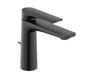 Duravit Tulum - Grifo monomando para lavabo con desagüe, FreshStart, negro mate. TU1021001046