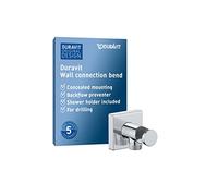Duravit Universal Codo de conexión a la pared, Conexión de manguera incl. soporte de ducha, Codo de conexión de ducha con tapa de pared angular, cromo