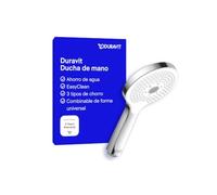 Duravit Universal ducha de mano, cabezal de ducha con 3 tipos de chorro (Rain, Pulse, Mono), ducha manual redondo (Ø 120 mm),con función MinusFlow de ahorro de agua, fácil de limpiar, cromo/blanco